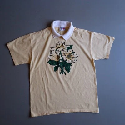 Vintage Shirt Collar Grandma Grannycore Spring Flowers Floral Easter Lily Large - Image 1 of 4