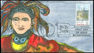 1989 Albany NY, LEE MITCHELL DIPINTO A MANO pianta di mais timbro capo su disegno, #2346 - Foto 1 di 1