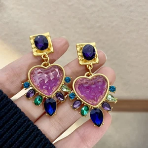 Aguja de plata S925 corazón esmaltado púrpura estilo retro nicho vintage medieval - Imagen 1 de 1