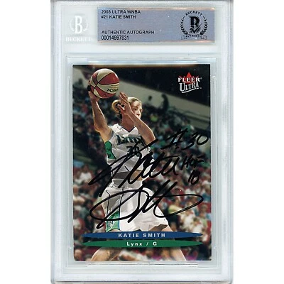 Katie Smith Signed 2003 Fleer Ultra #21 BAS Slabbed Minnesota Lynx WNBA Auto - Image 1 of 4