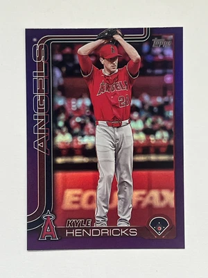 2025 Topps Update Purple Foil Kyle Hendricks /250 #US136 Los Angeles Angels (DW) - Image 1 of 2