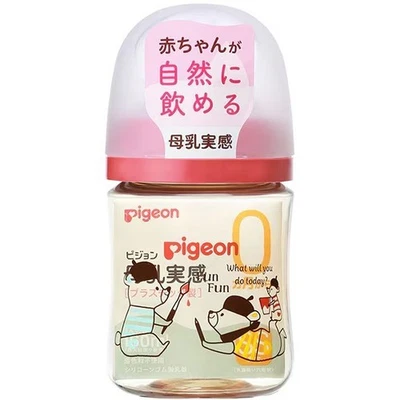 Biberón Pigeon plástico 160 ml oso con agujero redondo SS 0m+ Japón Foto 1 de 4