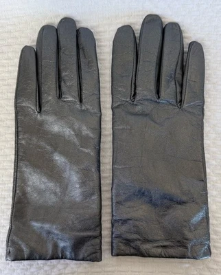 Guantes de cuero plateados Lands’ End para mujer XL 8,5 – elegancia forrada en cachemir Foto 1 de 4