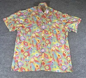 Kenny Flowers Shirt Mens XL Red Pink Parrot Hawaiian Limited Edition Rayon - Picture 1 of 7