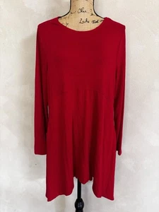 NWT Solid Red Chico’s Button Back Tunic Long Sleeve Pockets Size Medium 10 - Picture 1 of 4