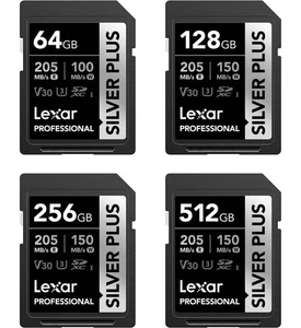 Tarjeta de memoria Lexar SD Professional SILVER PLUS UHS-I 64 GB 128 GB 256 GB 512 GB - Imagen 1 de 9