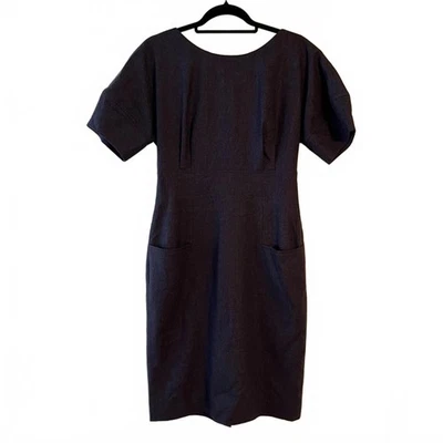 Mini Vestido Lela Rose Lana Tweed Sarga Gris Dolman Manga Corta Funda Forrada de Seda Foto 1 de 4