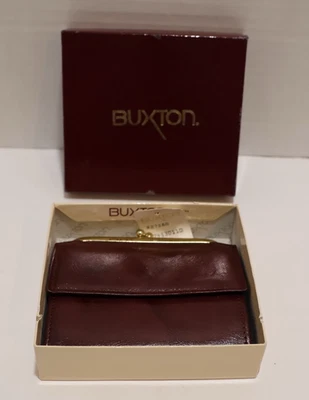 Cartera Buxton Mujer Triple Borgoña Cambio Cartera Top Grano Cuero de Vaca De Colección Foto 1 de 4