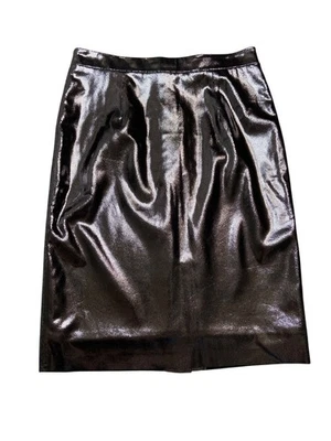 Falda lápiz Milly genuina de cuero de cabra a medida metálica Gunmetal-talla 6 Foto 1 de 4