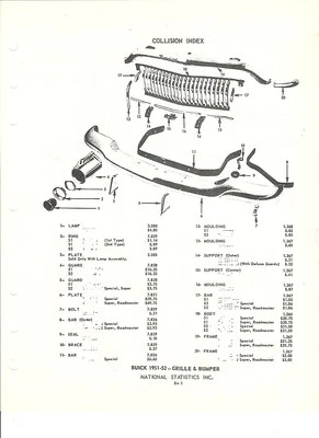 1951 52 53 Buick Super Special Roadmaster Grille Front Bumper NOS Parts Guide - Image 1 of 2