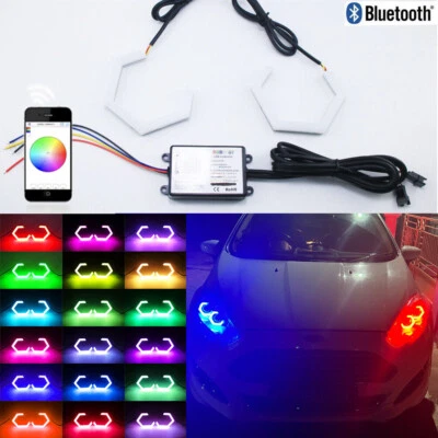 Aplicación de anillo de luz halo Bluetooth ojo de ángel hexagonal LED RGB para INFINITI G25 G35 G37 Foto 1 de 4