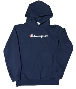 Champion Eco Authentic Youth Large Navy Blue Pullover Hoodie Sweater Basic - Picture 1 of 5
