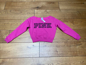 Victoria’s Secret PINK Off The Shoulder Pullover Sweater Top Pink Black RPR £46