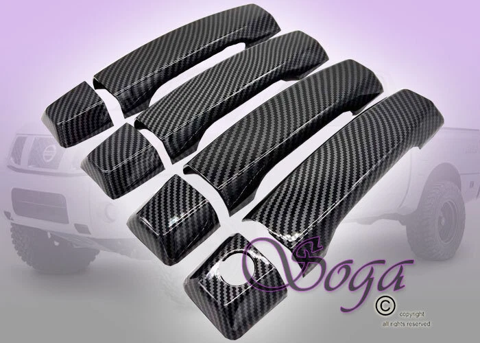 CUBIERTAS DE MANIJA DE PUERTA PINTURA CARBONO PARA NISSAN TITAN ARMADA 2004-2015 8 PIEZAS SUPERPUESTAS Foto 1 de 1