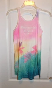 ABERCROMBIE KIDS Girls White Pink Swim Cover Up 13-14 Palm Trees Vacation - Picture 1 of 4