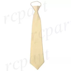New Polyester Men's ready knot pre tied neck tie only solid formal wedding beige - Picture 1 of 2