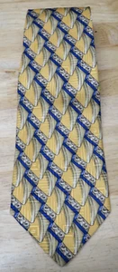 Mens ROBERT TALBOTT Best of Class Silk Neck Tie Yellow Blue Geometric Very Nice - Picture 1 of 11