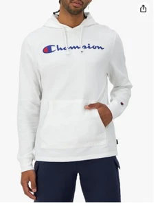 Sudadera con Capucha Champion Ajuste Estándar Para Hombre Peso Medio Talla Grande Blanca Gráfico Script Logo - Imagen 1 de 11