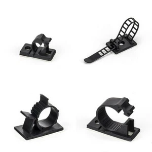 Self Adhesive Cable Management Clips Fixed Clamp Adjustable JS/CL/Small/Large  - Picture 1 of 28