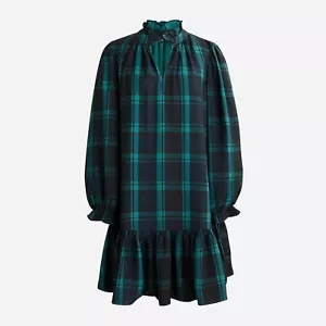 Vestido de moda manga abullonada J Crew BN151 NUEVO CON ETIQUETAS talla X-Lrg en elegante reloj negro a cuadros - Imagen 1 de 5