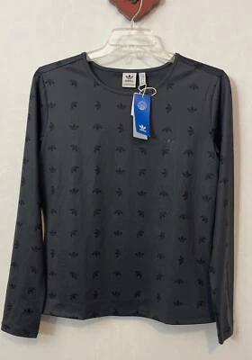 Adidas Mujer XL Gris Manga Larga Elástica Atlética Logo Camisa ¡NUEVA CON ETIQUETAS! A6459 Foto 1 de 4