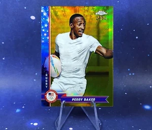 Perry Baker Gold /50 2024 Topps Chrome squadra olimpica USA rugby Stati Uniti uomo - Foto 1 di 8