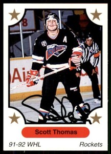 1991-92 7th Inning Sketch WHL Scott Thomas IP Signed Auto Tacoma Rockets #165