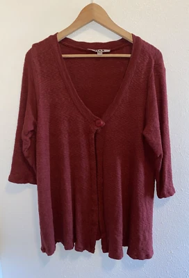 Cárdigan de lino Lagenlook ladrillo óxido rojo mezcla de algodón mediano/grande Foto 1 de 3