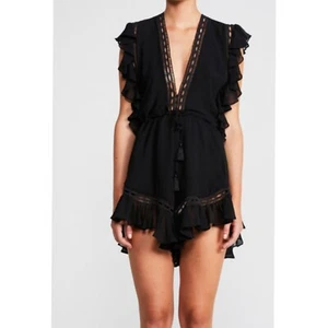 Shona Joy Eclipse Kordelzug Playsuit Strampler V-Ausschnitt schwarz Größe 10 - Bild 1 von 9