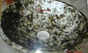 Lavabo redondo de mármol 12" lavabo incrustación fregona baño cocina decoración del hogar habitación s26 - Imagen 1 de 4