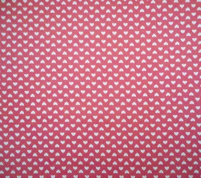 Valentine Quilt Fabric 1 1/8 Yard Ivory Hearts on Dusty Dk Pink Cotton Vtg - Image 1 of 2
