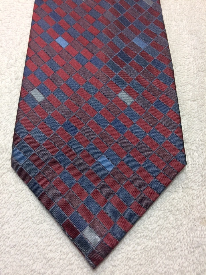 Gravata masculina Claiborne vermelha cinza e azul 4 x 58  - Imagem 1 de 4