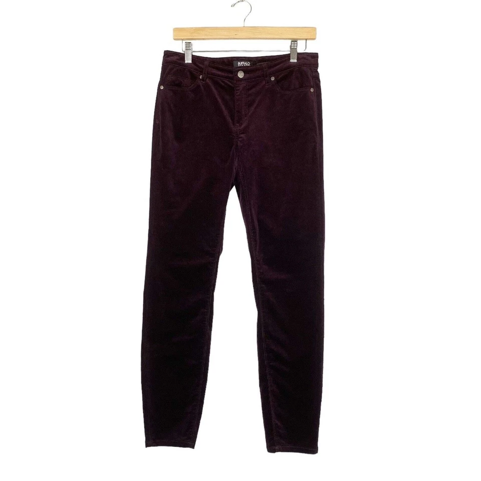 Pantalones Buffalo para mujer talla 8/29 borgoña ICON terciopelo tiro medio ajustados y cordón esculpido Foto 1 de 4