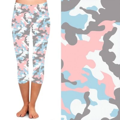 Leggings CAPRI azul rosa gris camuflaje para mujer talla grande TC 10-18 Foto 1 de 4