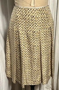 Vintage Banana Republic Womens Brown Yellow Cream Silk Knee L Skirt Sz 10 Used - Picture 1 of 7