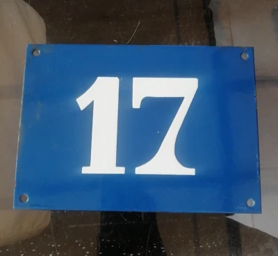 ANCIENNE grande PLAQUE EMAILLEE RUE MAISON NUMERO 17 plate 24 x 17 cm - Photo 1/2