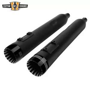 Black 4"Slip-On Mufflers Fit For 95-16 Harley-Davidson Touring Exhaust Pipe Dual - Picture 1 of 9