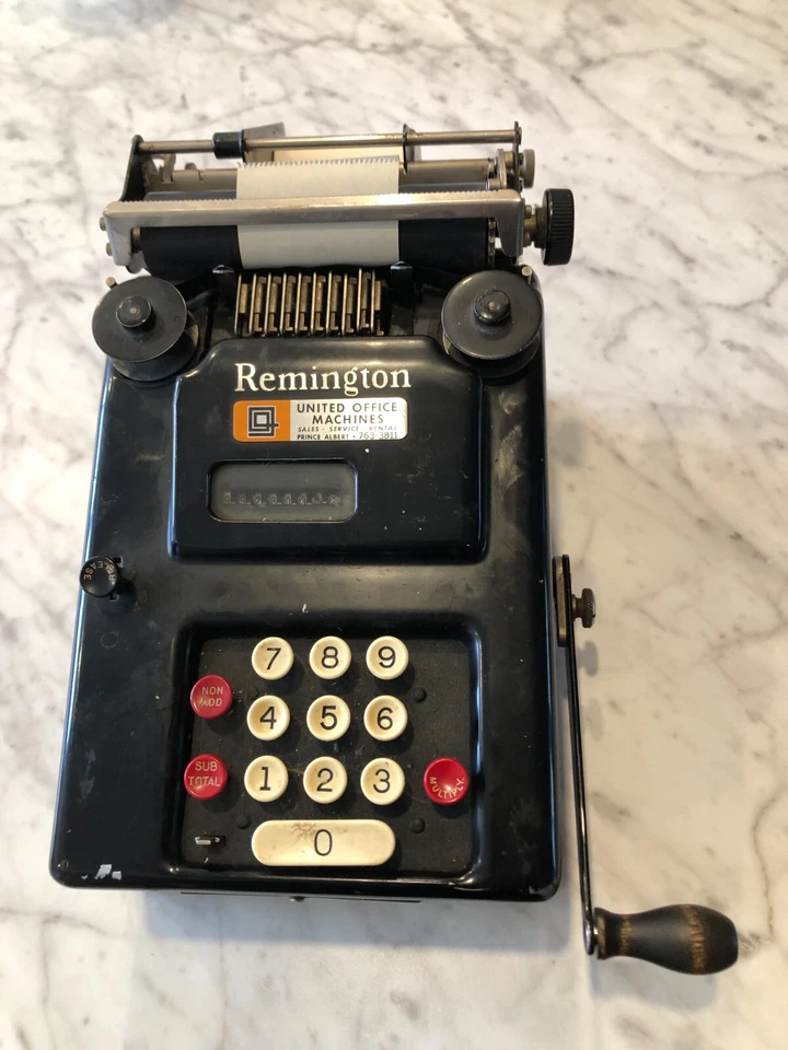 Vintage Remington Rand Hand Cranking Adding Machine  - NOT WORKING - Image 1 of 4