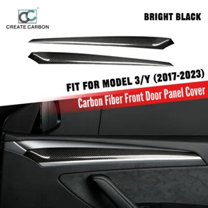 Cubierta de moldura de panel de puerta interior de fibra de carbono 2 piezas apta para Tesla modelo 3/Y 21-23 - Imagen 1 de 9