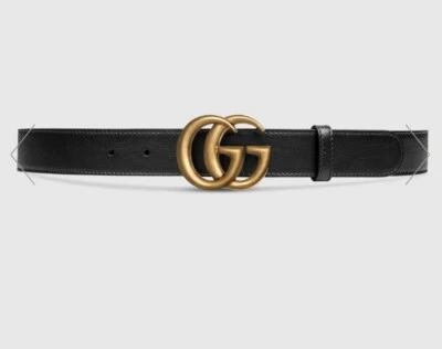 Auténtico Cinturón Fino Gucci Negro Cuero Liso GG Marmont Talla 100 Gucci Foto 1 de 4