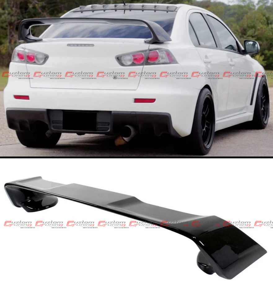 For 2008-17 Mitsubishi Lancer EVO 10 X Style Painted Blk Rear Trunk Spoiler Wing - Image 1 of 4