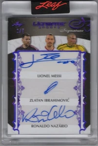 2024 Leaf Ultimate Sports Messi Ibrahimovic and Nazario Triple Auto purple 1/7 - Picture 1 of 2