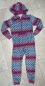 Cat & Jack Girls Sz 6/6x Hooded Mermaid Scales One piece pajamas, Soft  - Picture 1 of 3