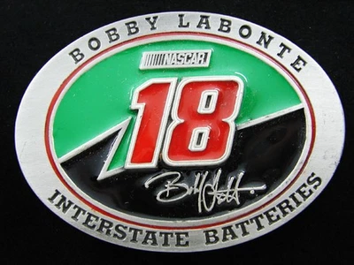 RF11173 *NOS* VINTAGE 1998 **NASCAR 18 BOBBY LABONTE** HEBILLA DE CINTURÓN DEPORTIVO DE CARRERAS Foto 1 de 2