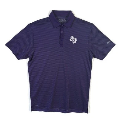 Camisa Polo Columbia Golf Sunday M Stephen F Austin State Púrpura Rayas Omni-Mecha Foto 1 de 4