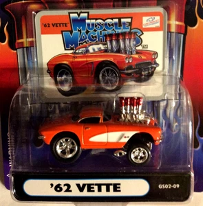 MUSCLE MACHINES GASSER 1962 CHEVY CORVETTE 1/64 DIECAST 62 CORVETTE - ORANGE - - Bild 1 von 2