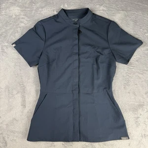 Figs Women’s Scrub Top XXS Zaba Dark Harbor Blue Short Sleeve Button Up Medical - Picture 1 of 8