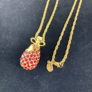 Joan Rivers Faberge egg series, red crystal gold tone fashion necklace - Picture 1 of 7