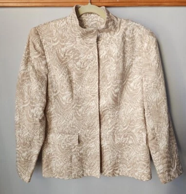 VTG Neiman Exclusive Cotton Silk Blend Animal Print Taupe Beige Size 12 USA  - Image 1 of 4