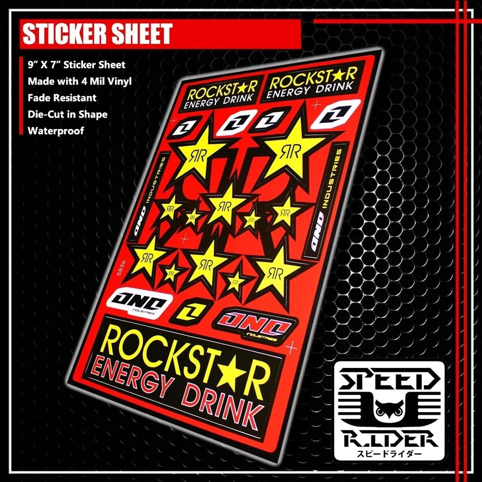 PATROCINADOR DE CARRERAS CALCOMANÍA CALCOMANÍA MOTOCICLETA DIRK BICICLETA BEBIDA CASCO ESTRELLA ROJA ONE LOGO Foto 1 de 1